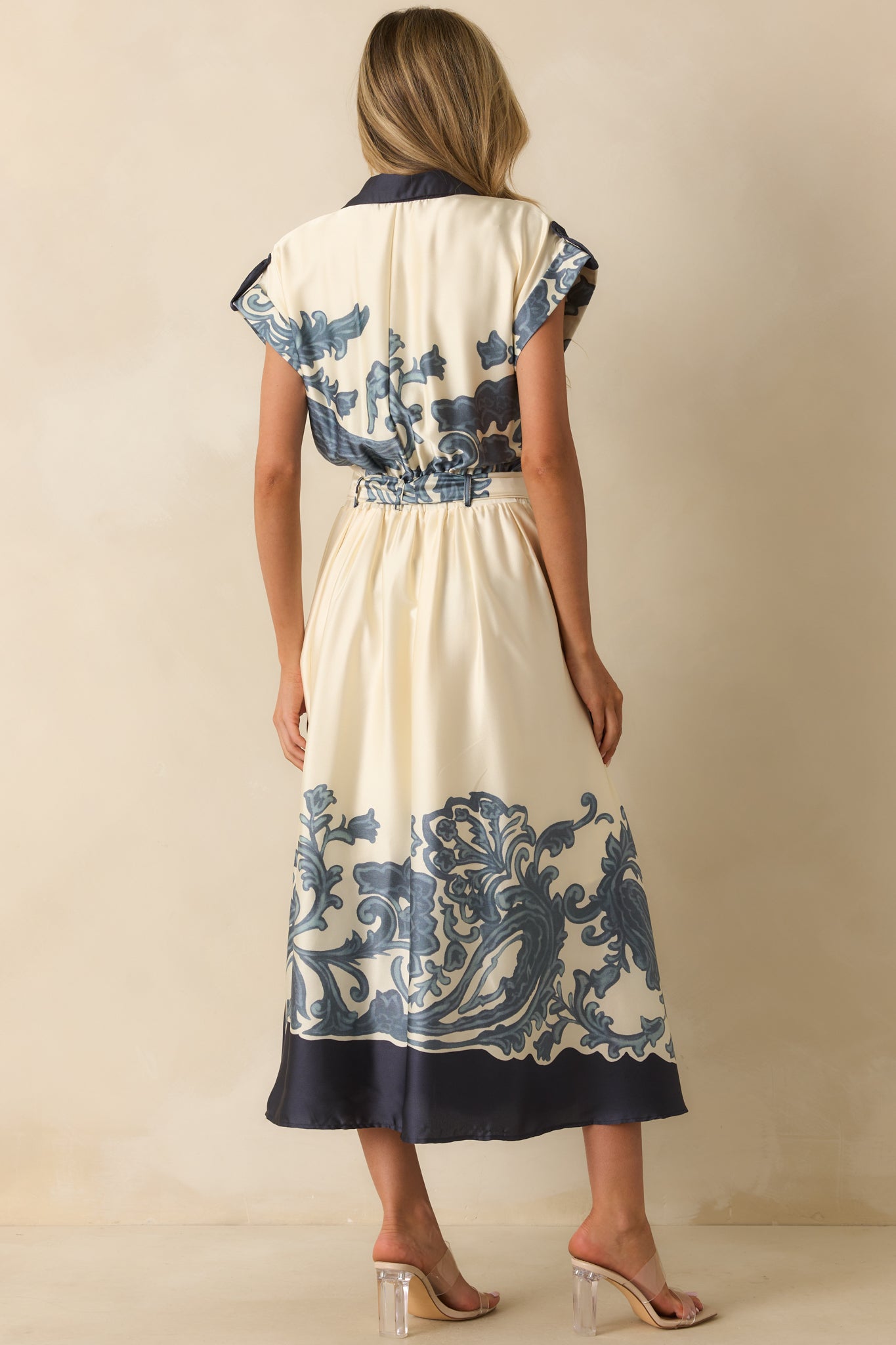Nothing Left To Say Navy Multi Print Contrast Trim Maxi Dress