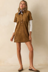 Z Supply Camel Brown Kellie Faux Suede Mini Dress
