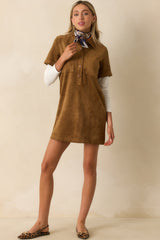 Z Supply Camel Brown Kellie Faux Suede Mini Dress