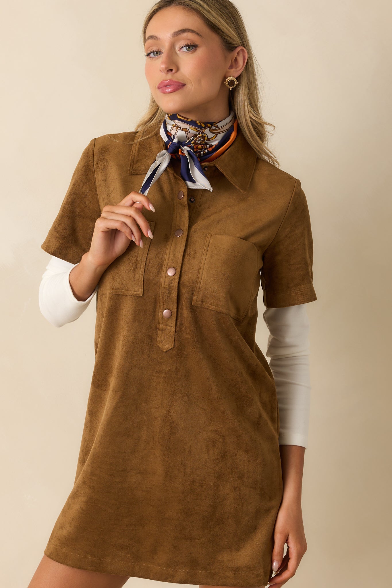 Z Supply Camel Brown Kellie Faux Suede Mini Dress