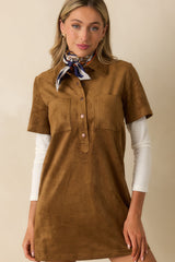 Z Supply Camel Brown Kellie Faux Suede Mini Dress