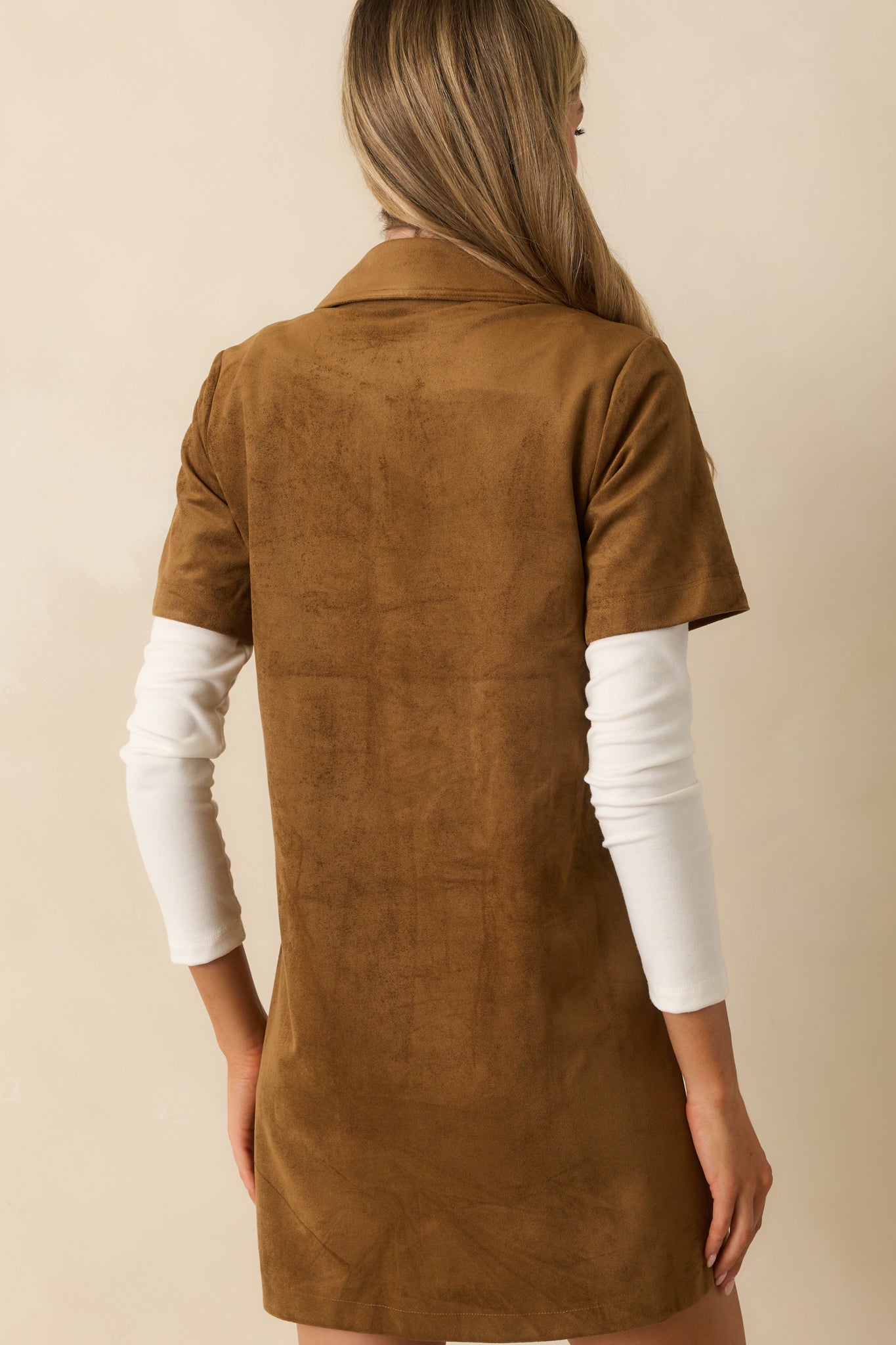 Z Supply Camel Brown Kellie Faux Suede Mini Dress