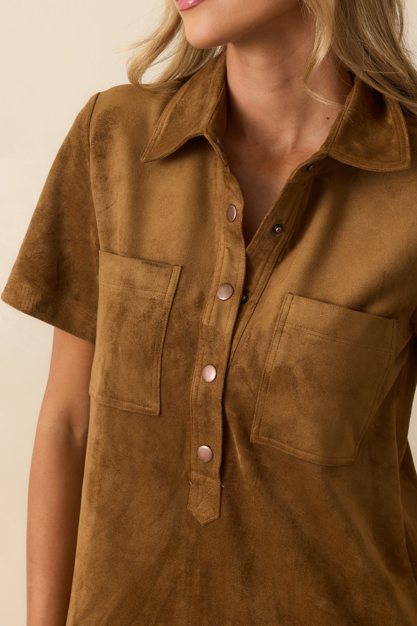 Z Supply Camel Brown Kellie Faux Suede Mini Dress