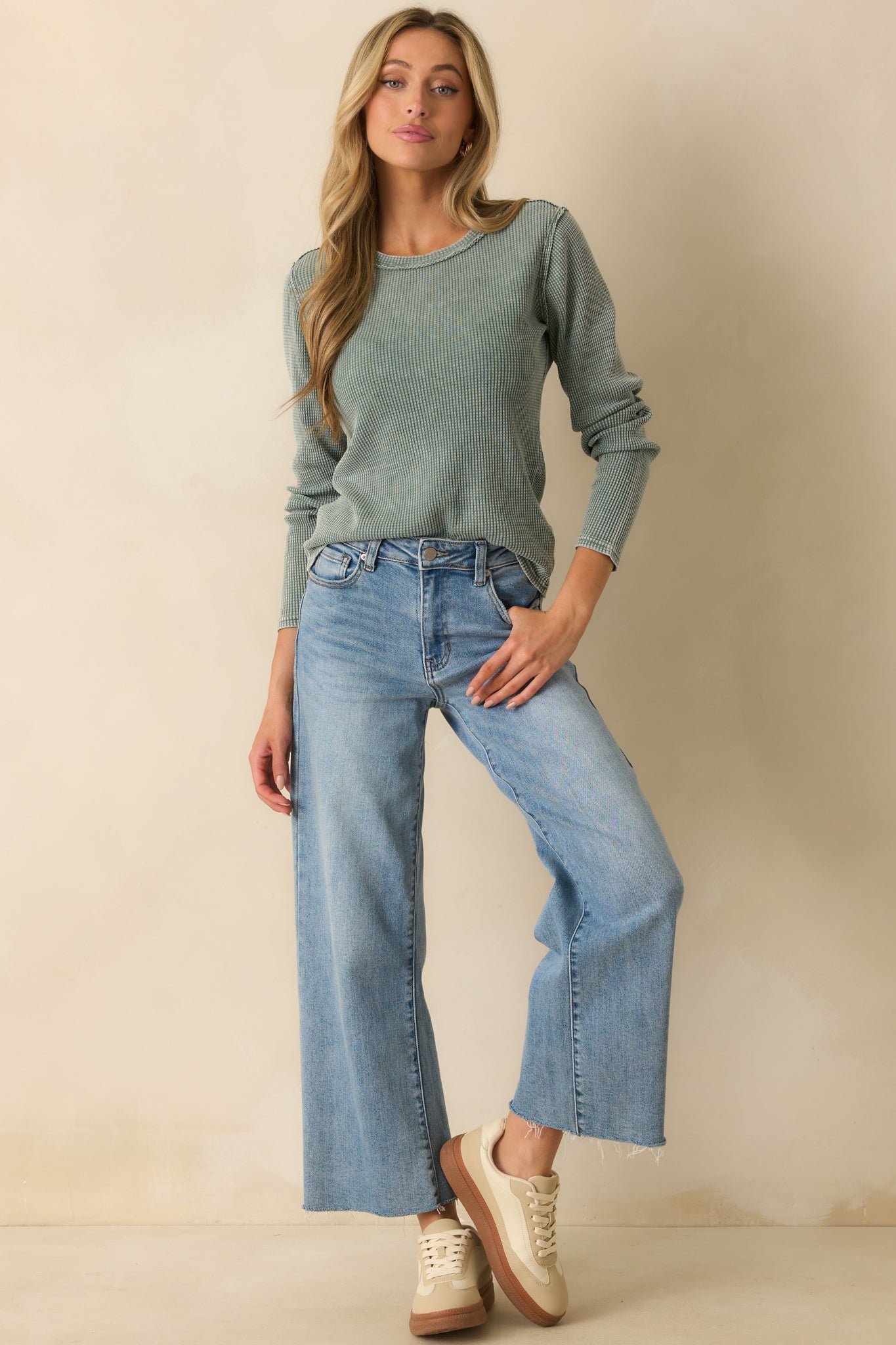 Z Supply Sage Green Cotton Arlet Mini Thermal Top
