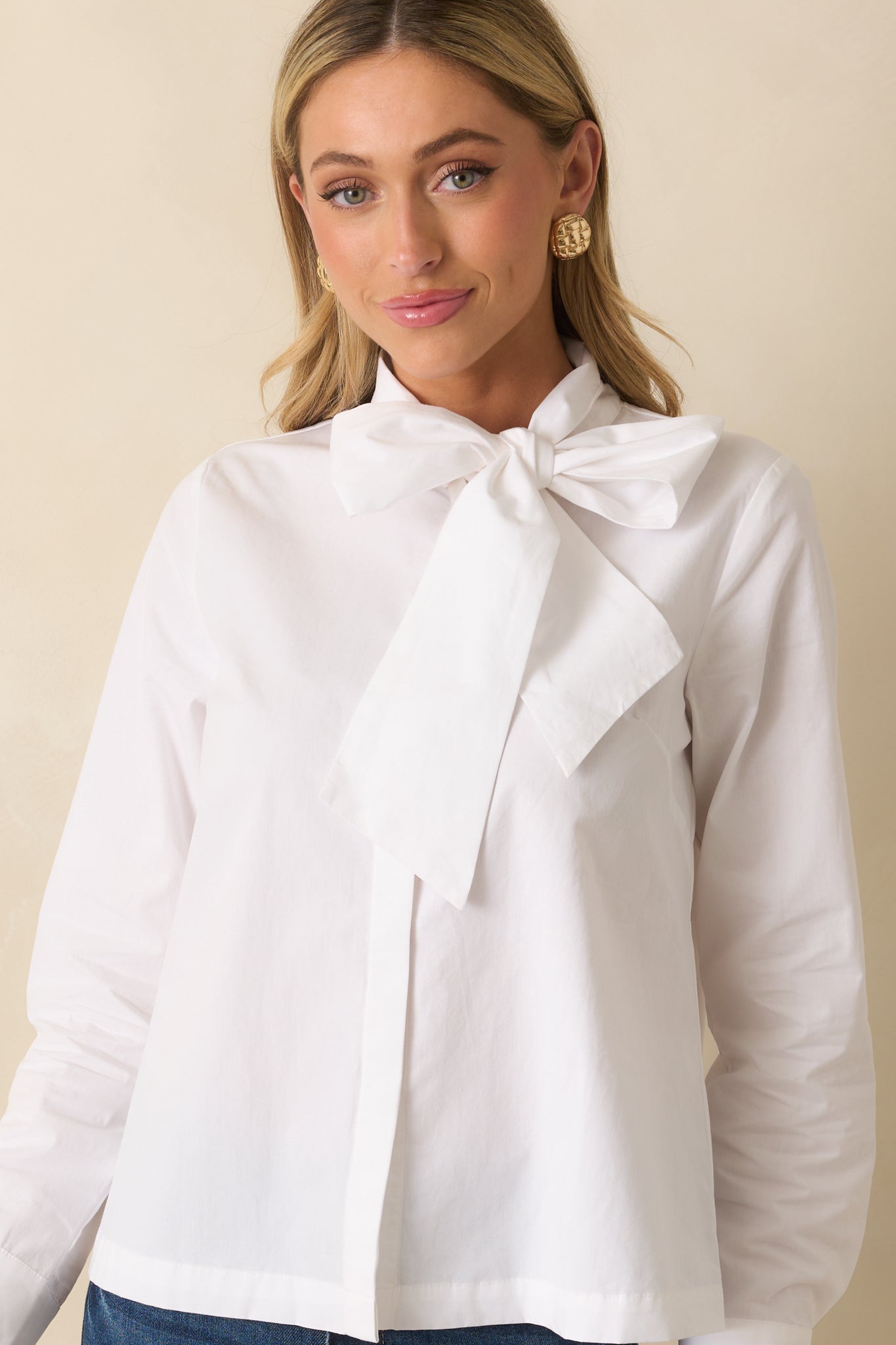 Prosperina Wilshire White Cotton Bow Top