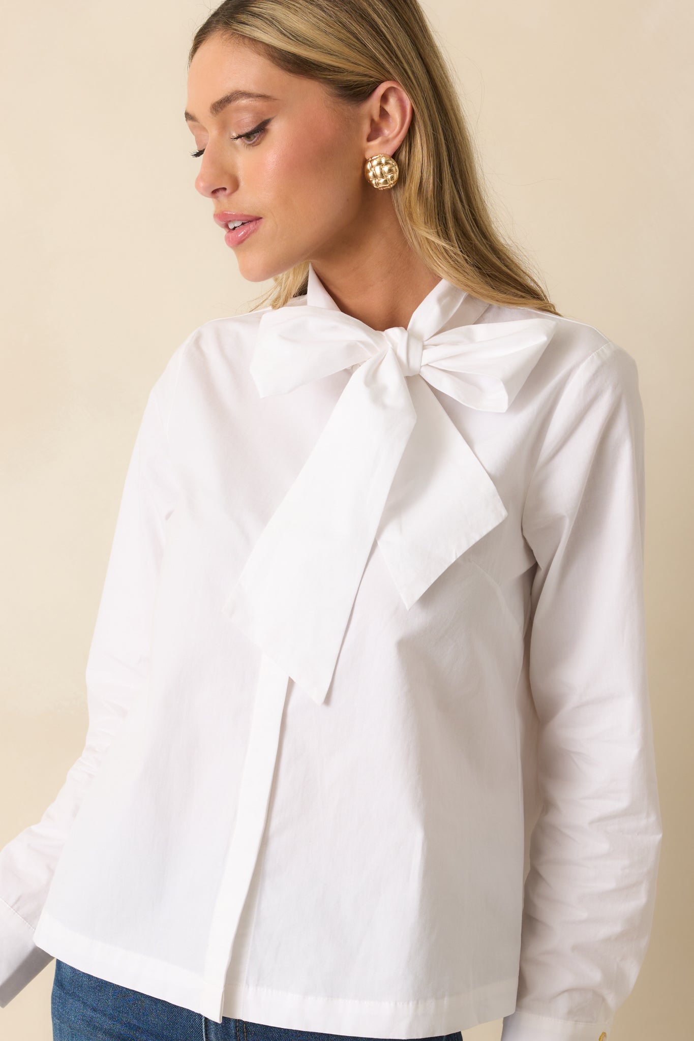 Prosperina Wilshire White Cotton Bow Top