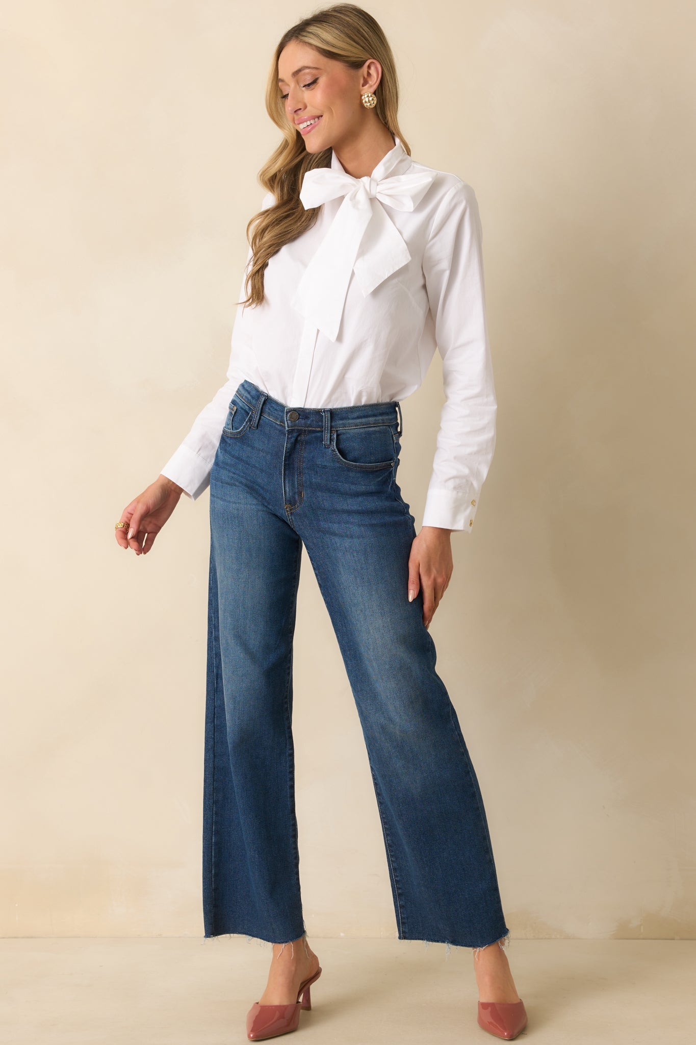 Prosperina Wilshire White Cotton Bow Top
