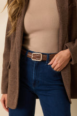 Let's Get Going Dark Brown Braided Belt