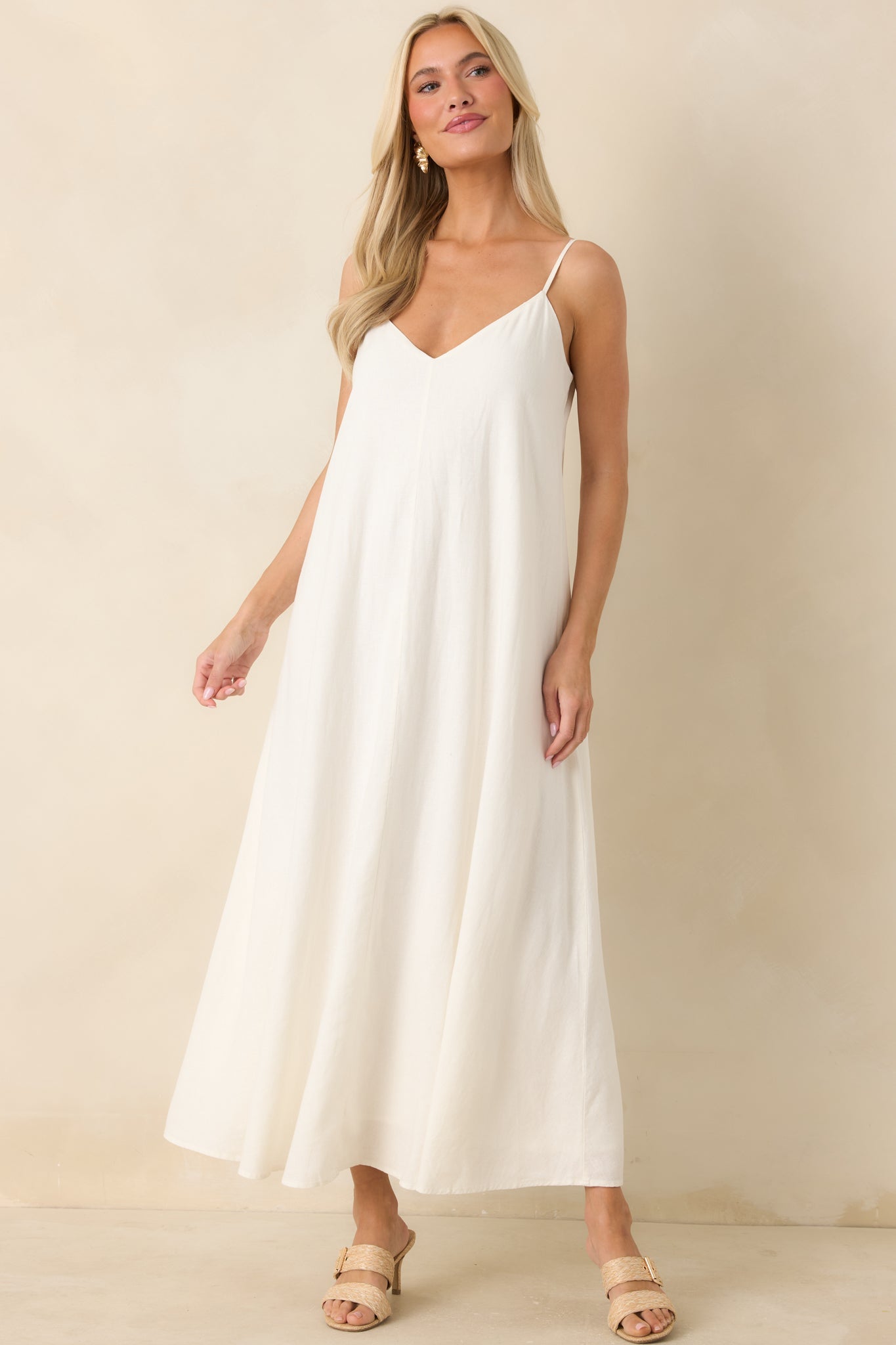 Z Supply Sandcomber White Linen Blend Midi Dress