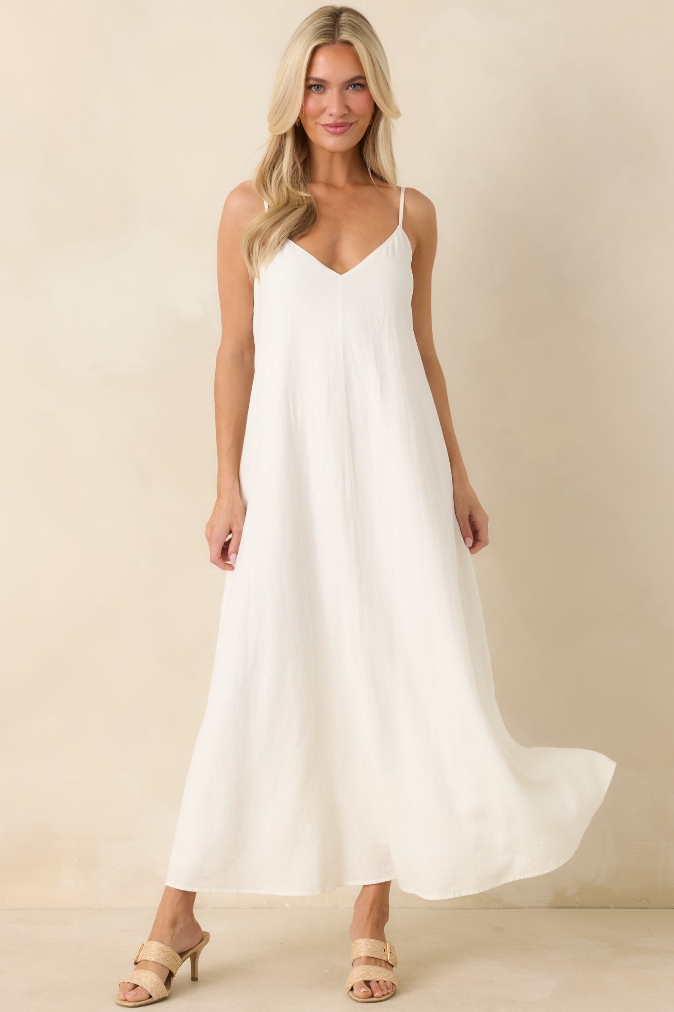 Z Supply Sandcomber White Linen Blend Midi Dress