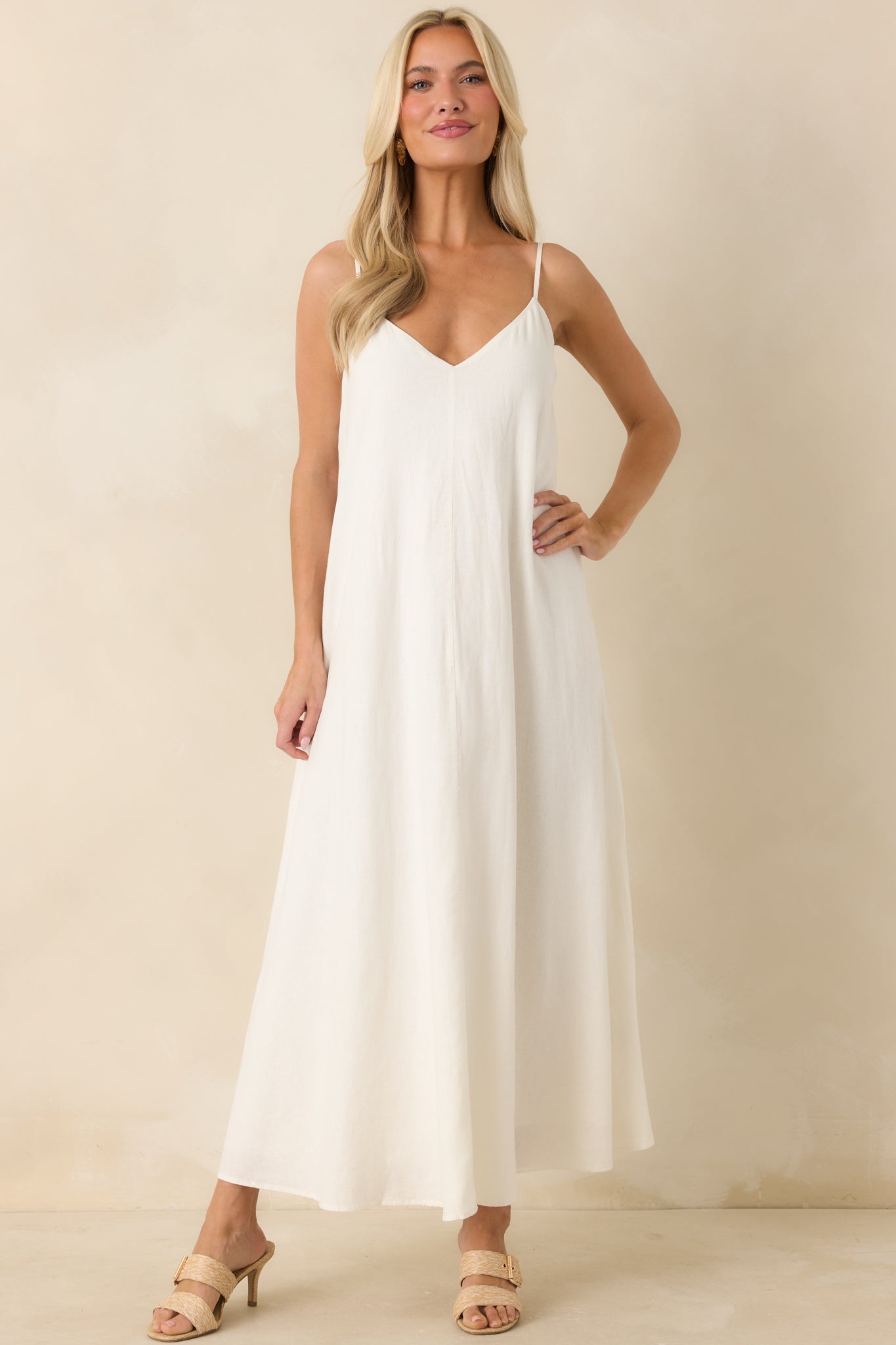 Z Supply Sandcomber White Linen Blend Midi Dress