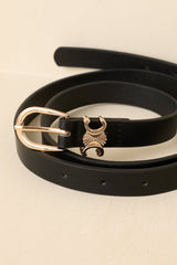 The Finishing Line Black Slim Faux Leather Belt