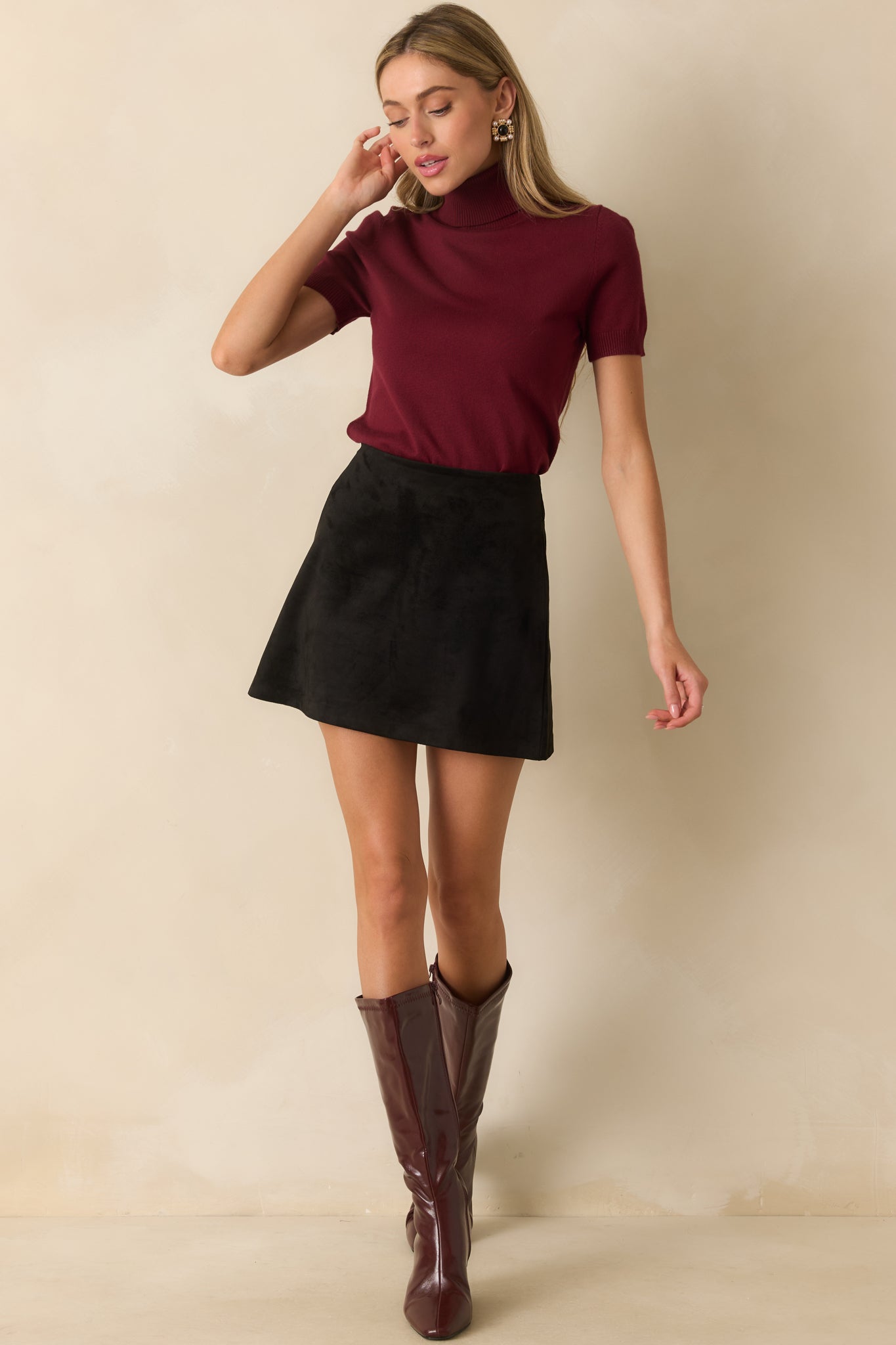 Z Supply Black Ciera Faux Suede Mini Skirt