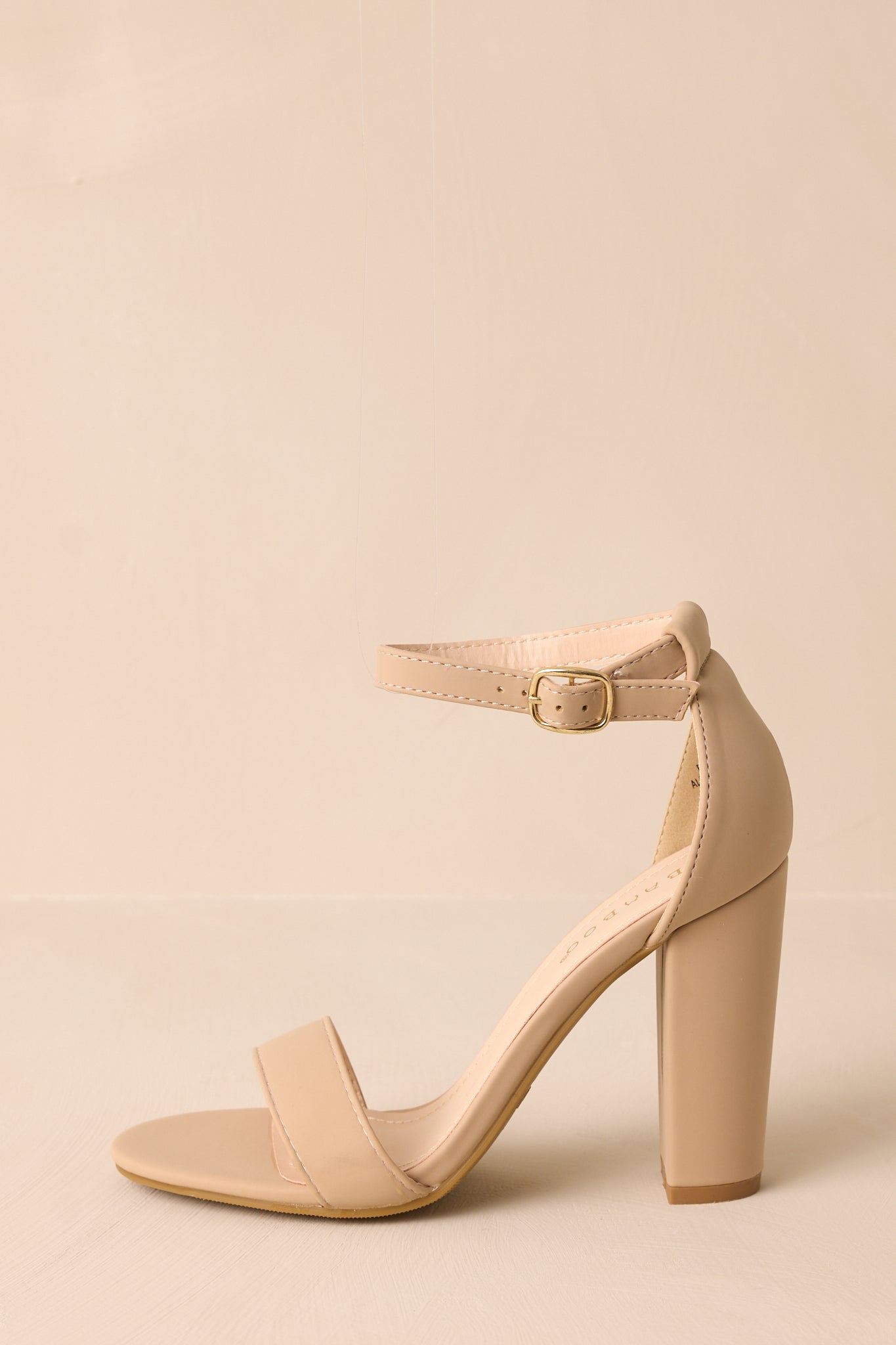 Plans To Dance Vegan Leather Taupe Ankle Strap Heels