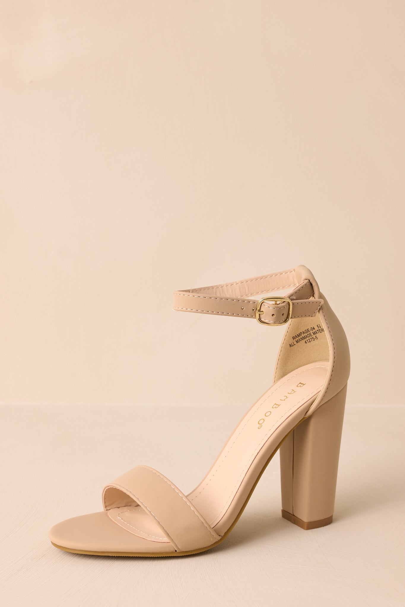 Plans To Dance Vegan Leather Taupe Ankle Strap Heels