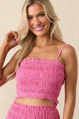 Life Can Surprise You Hot Pink Smocked Crop Top