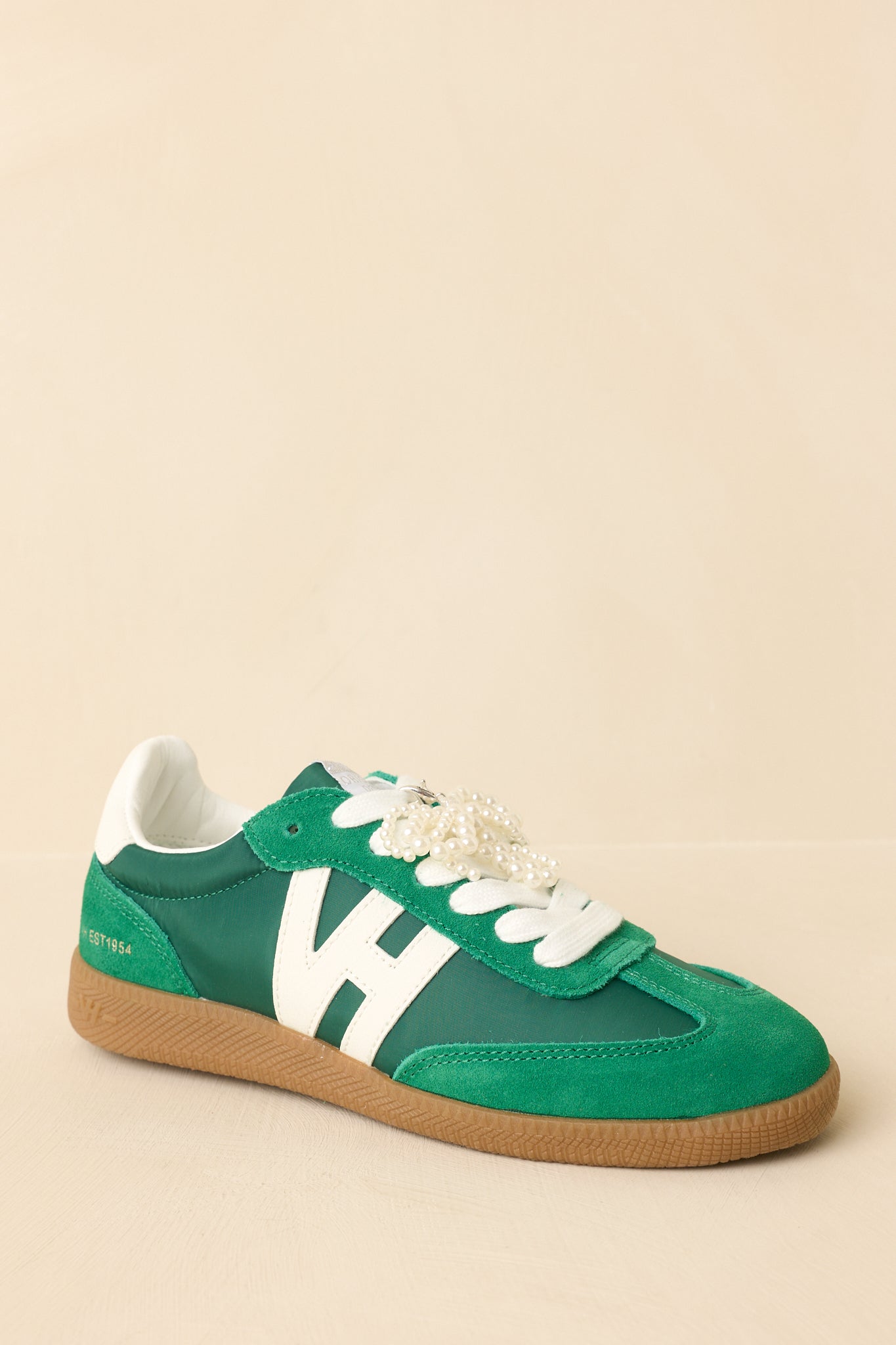 Vintage Havana Nadia Green Suede Lace-Up Sneakers