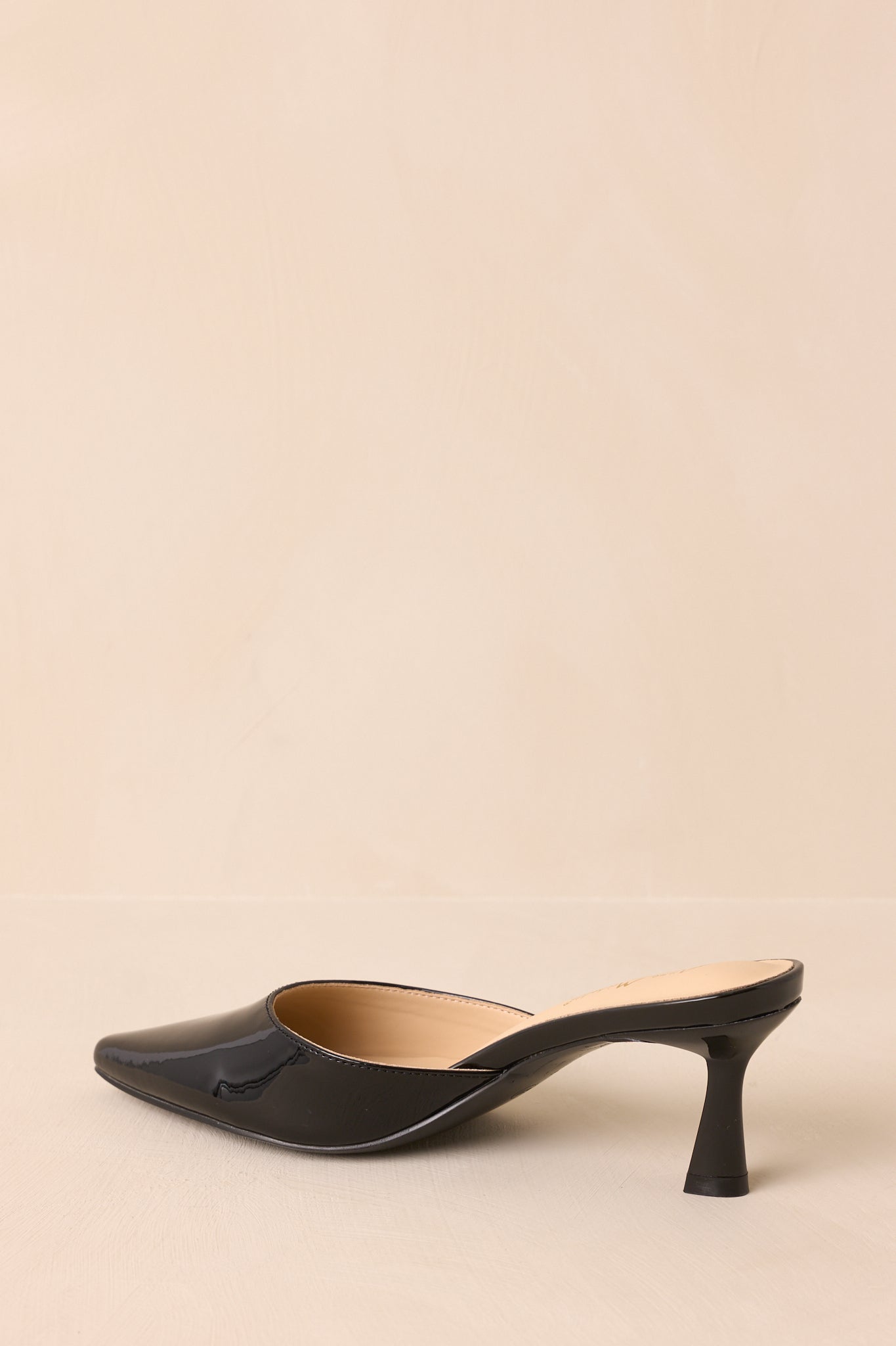 Here We Are Black Patent Faux Leather High Heel Mules