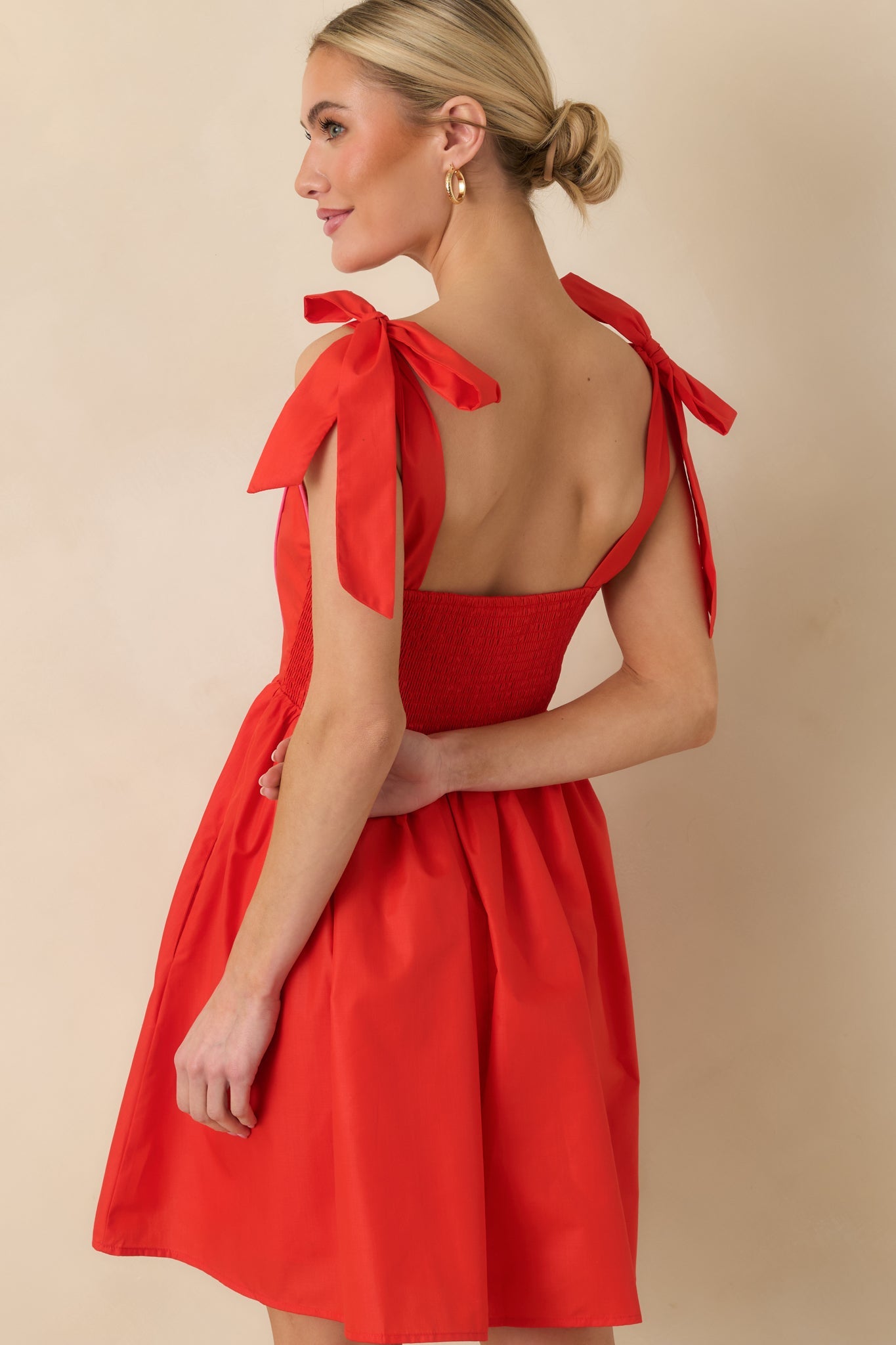 Love Without Limits Red Bow Strap Mini Dress