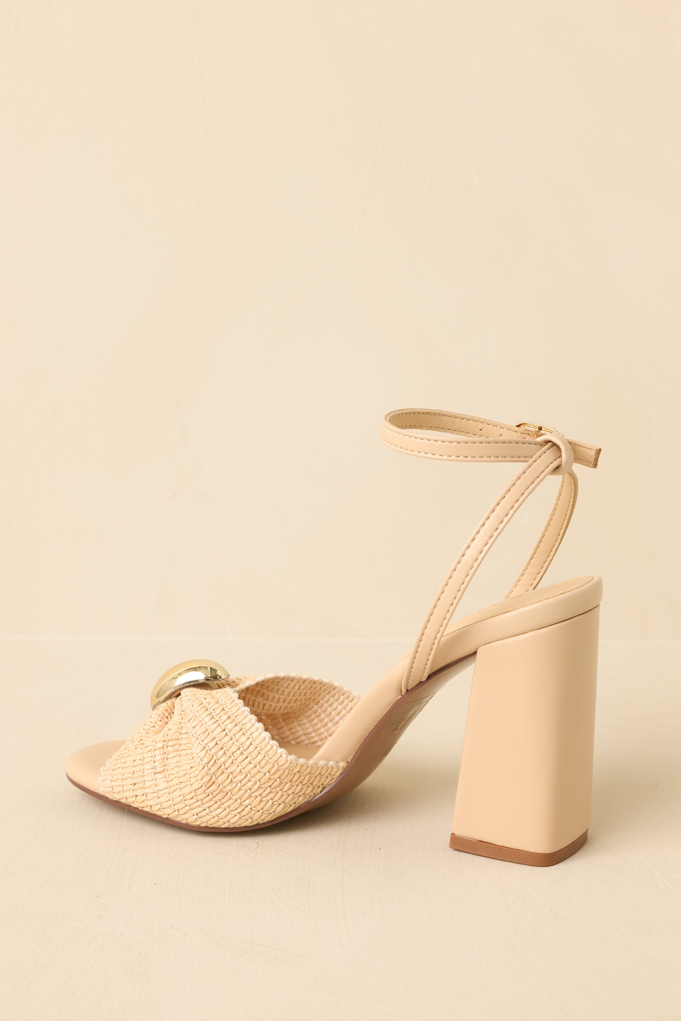 Charmed I'm Sure Natural Woven Bow Block Heel Sandals