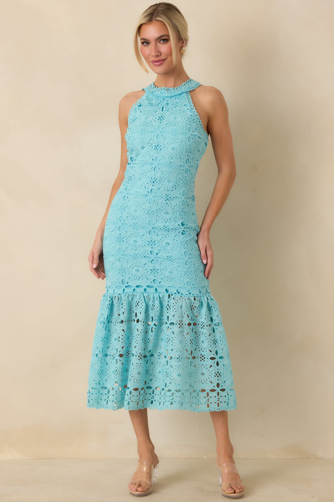 It's A New Day Horizon Blue Floral Embroidered Maxi Dress