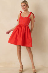 Love Without Limits Red Bow Strap Mini Dress