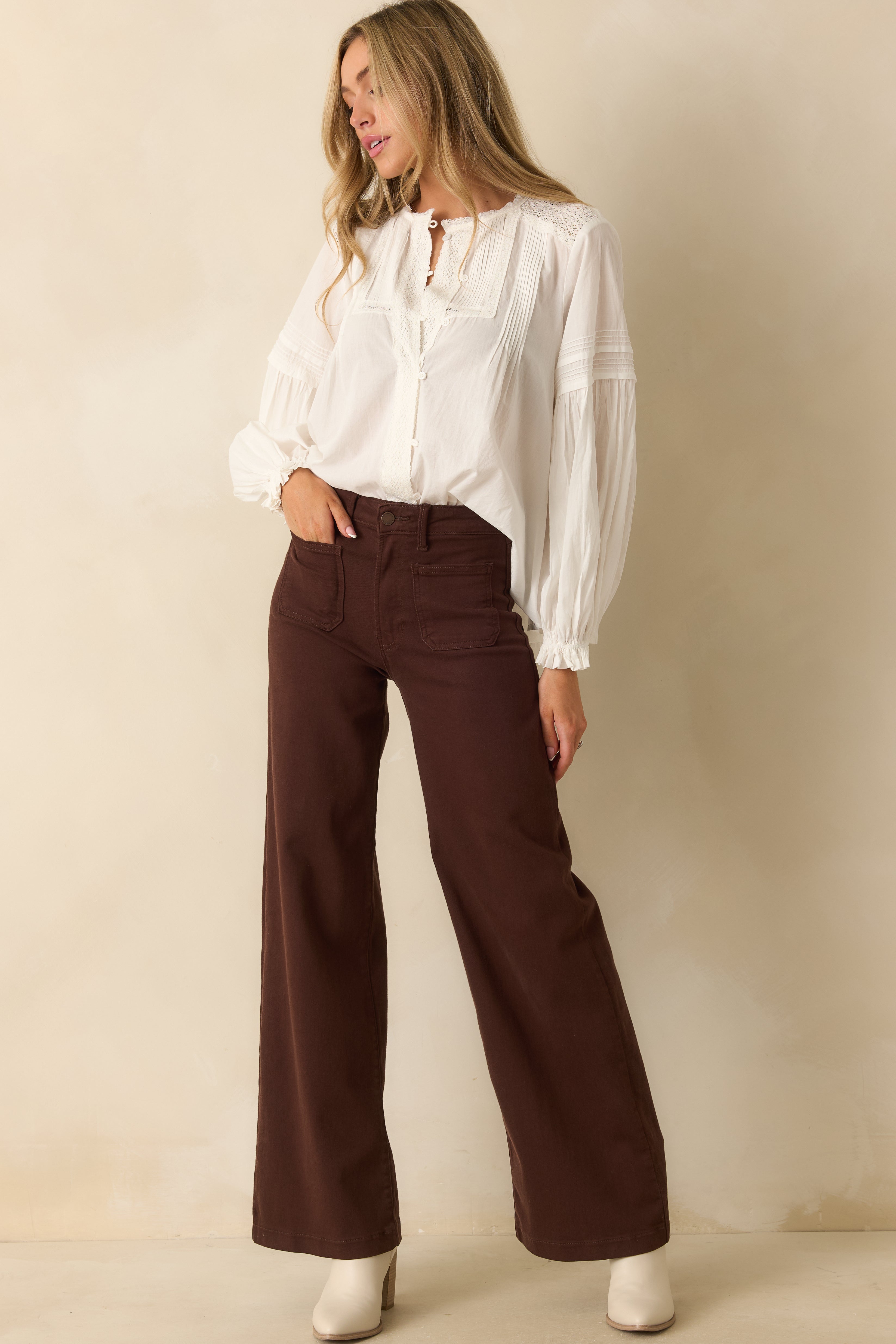 Meant For More Brown Straight Leg High Waisted Jeans