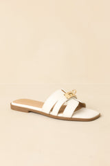 Coastline Classic White Faux Leather Slide Sandals