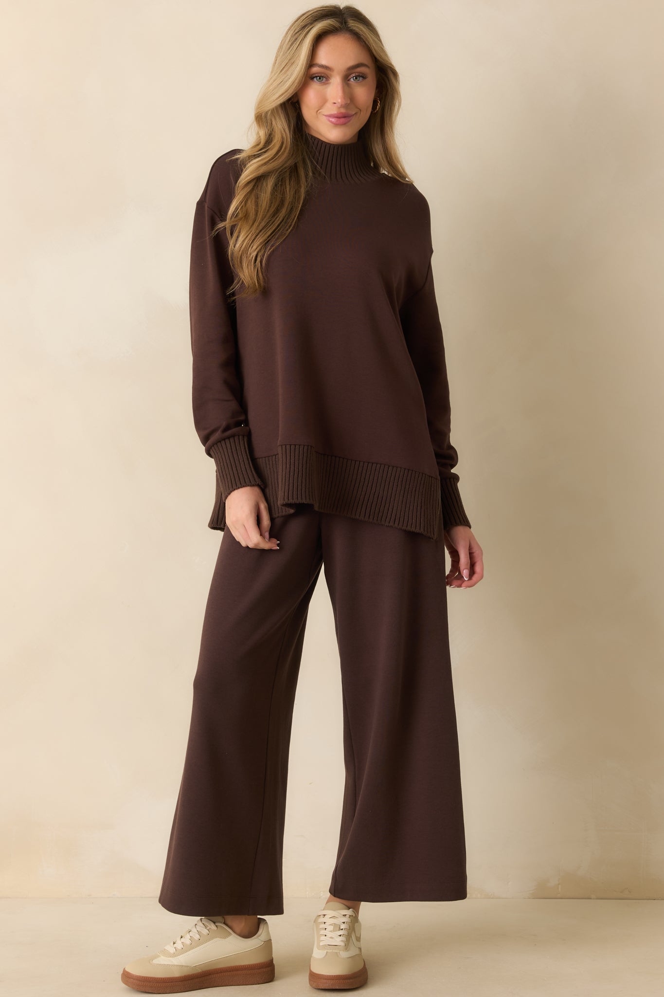 Z Supply Dark Brown Sable Luxe Mock Neck Top