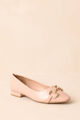 Stay The Course Beige Patent Faux Leather Loafers