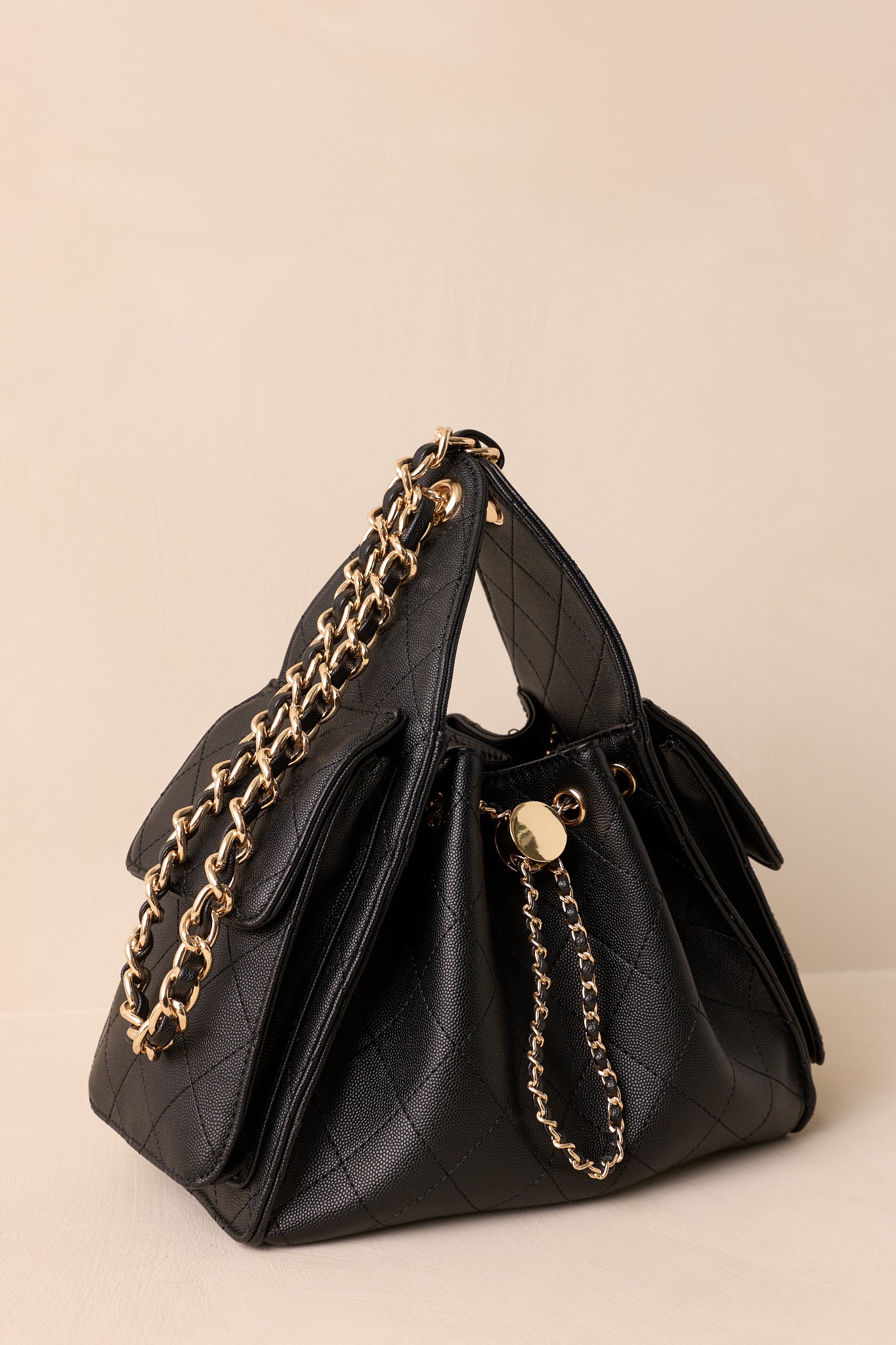 Promise Me Forever Black Quilted Faux Leather Purse
