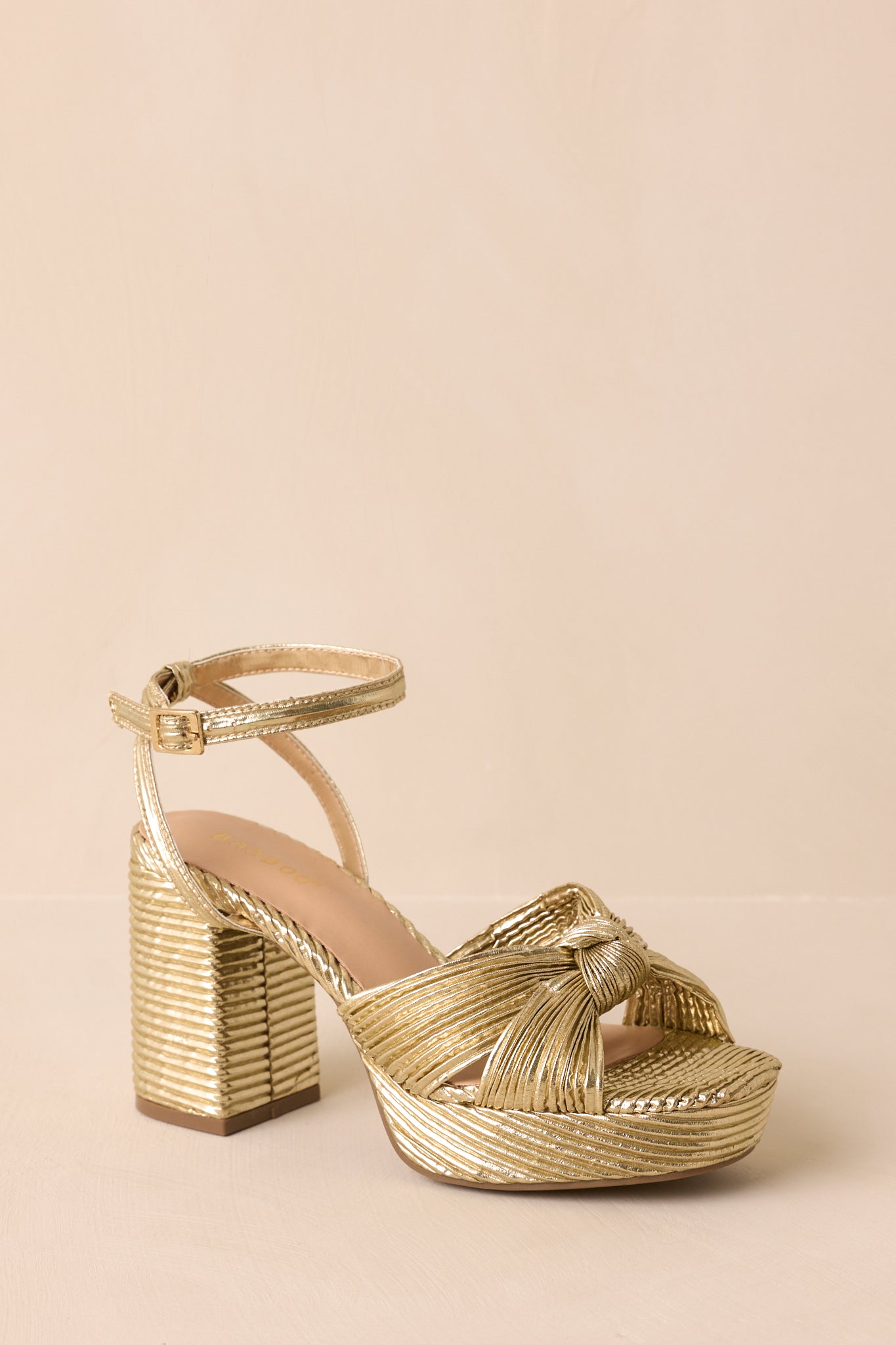 Go For It Gold Metallic Block Heels