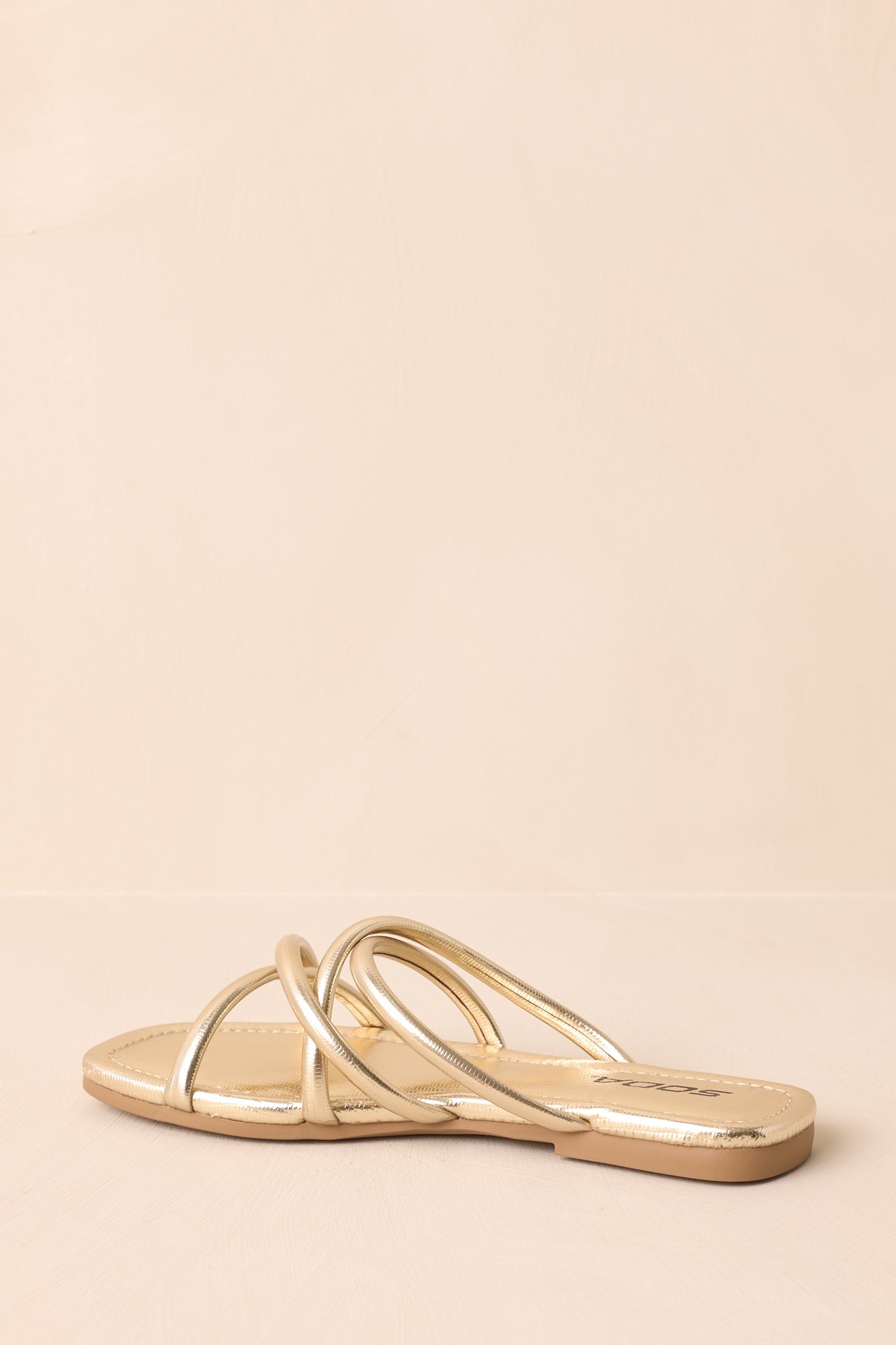 Wide Open Spaces Metallic Gold Flat Slide On Sandals