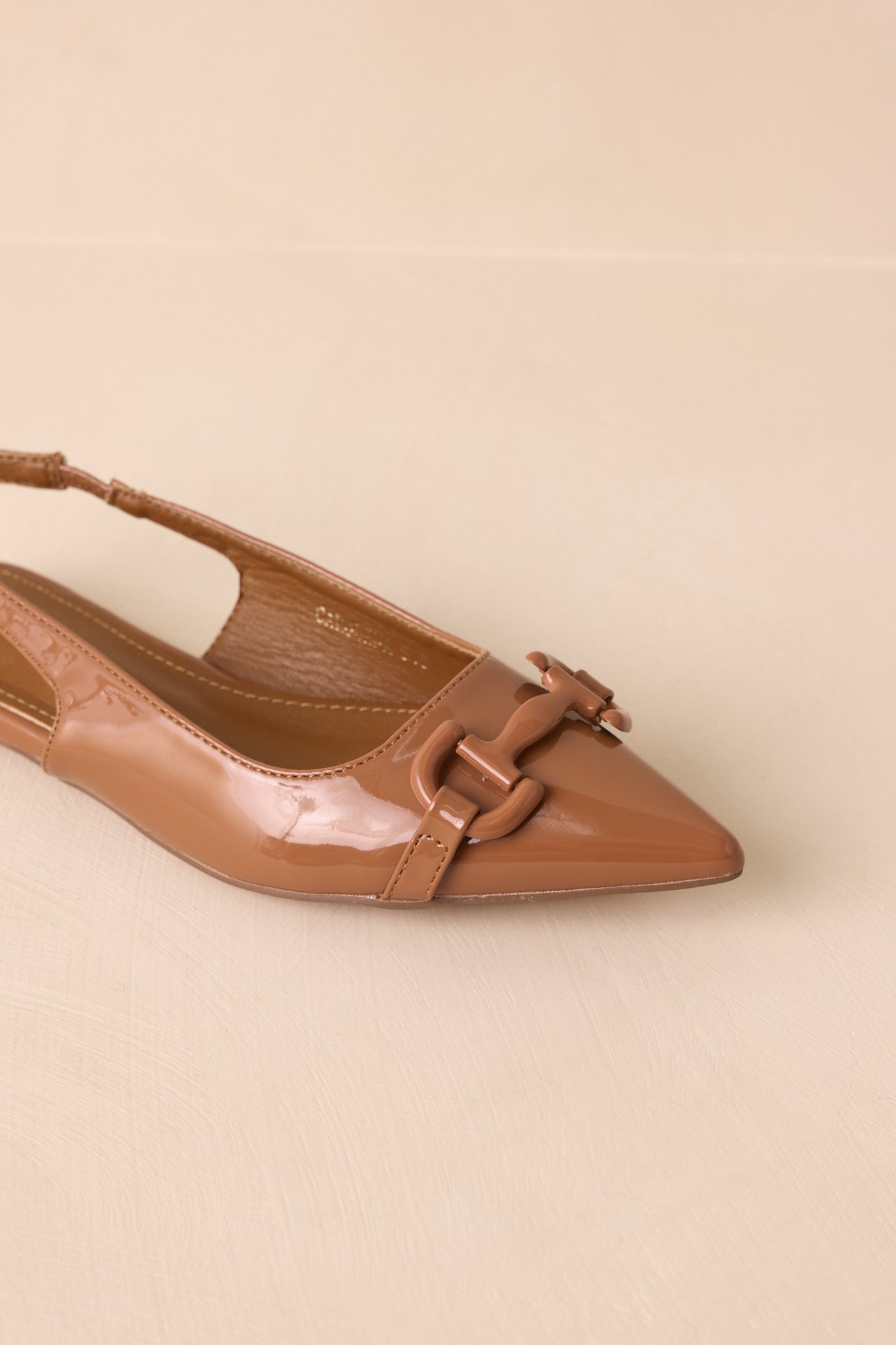 As It Stands Mocha Brown Patent Pointed Toe Slingback Flats