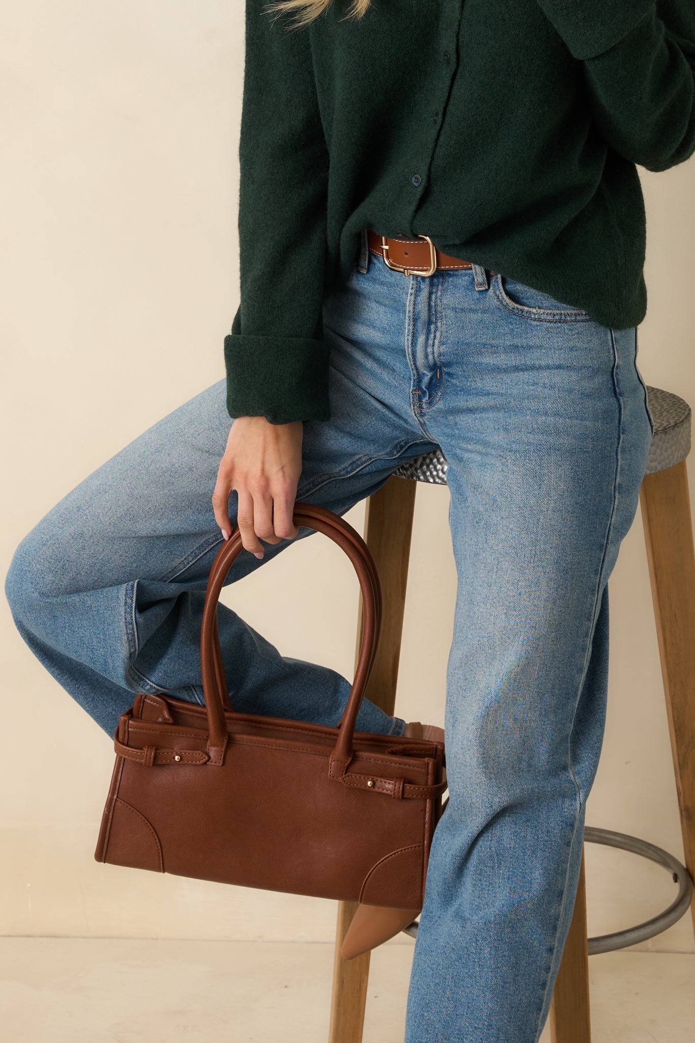Loving What You See Cognac Brown Faux Leather Handbag