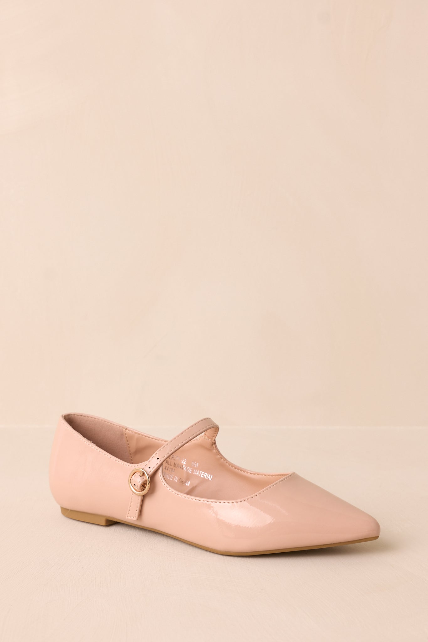 Right Where She Stands Beige Pointed-Toe Mary Jane Flats