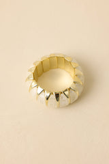 Hold On Gently White & Gold Sculptural Bead Stretch Bracelet