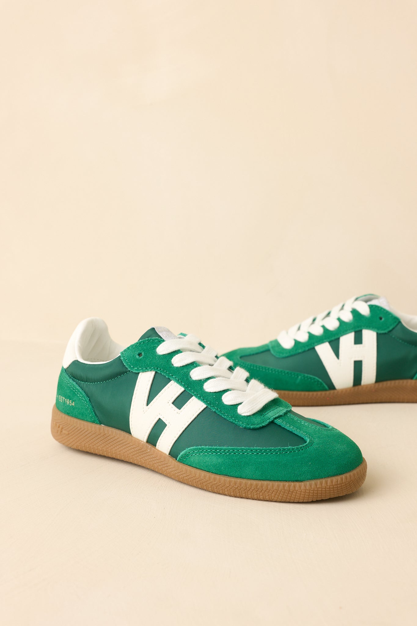 Vintage Havana Nadia Green Suede Lace-Up Sneakers