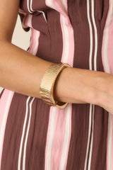 At Square One Gold Textured Hinged Cuff Bracelet