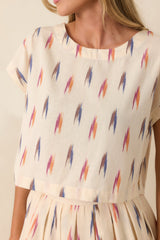 Instant Film Summer Ivory Multi Print Cotton Crop Top