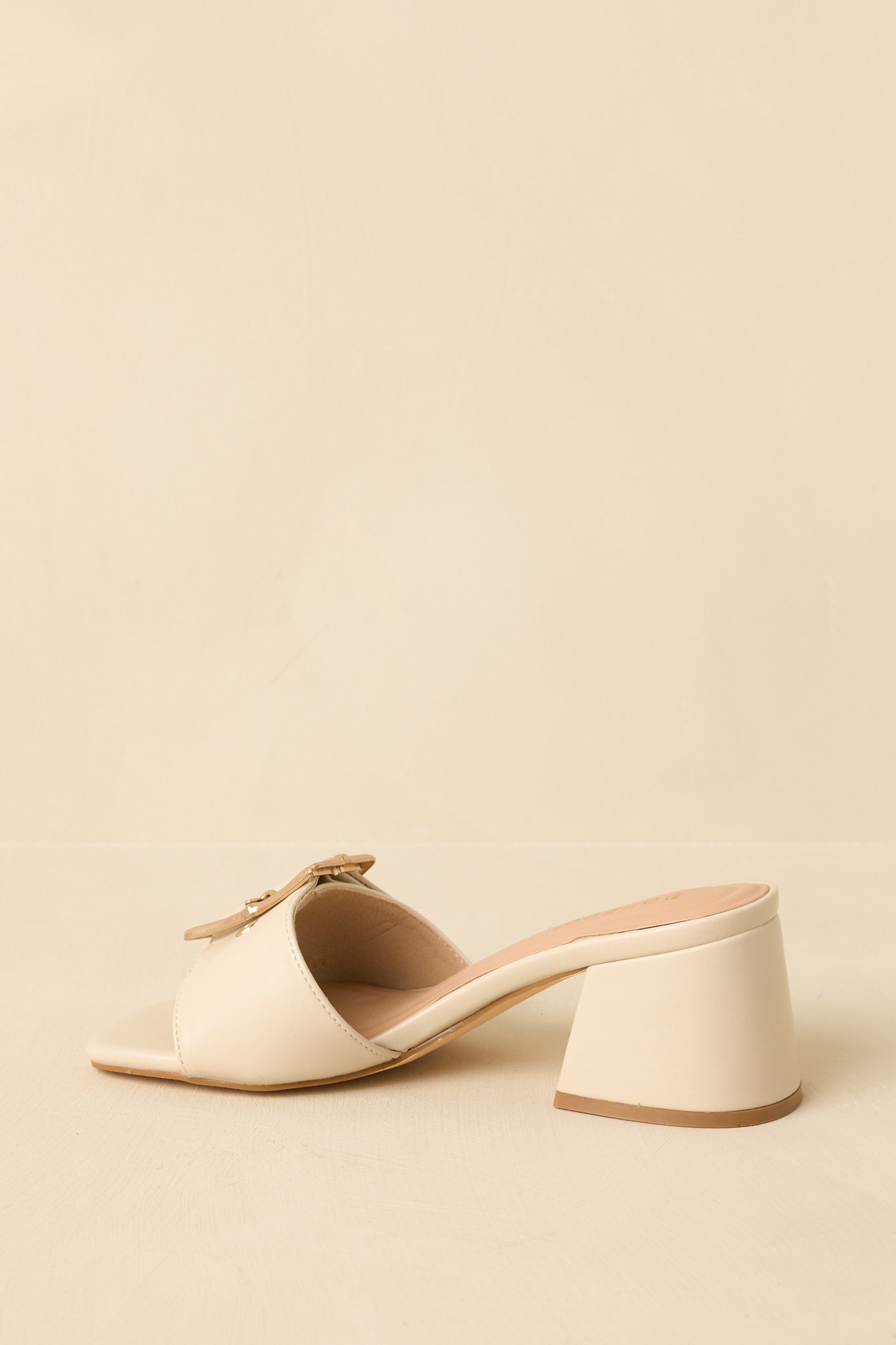 Oh So Nice Light Beige Buckle Strap Block Heels