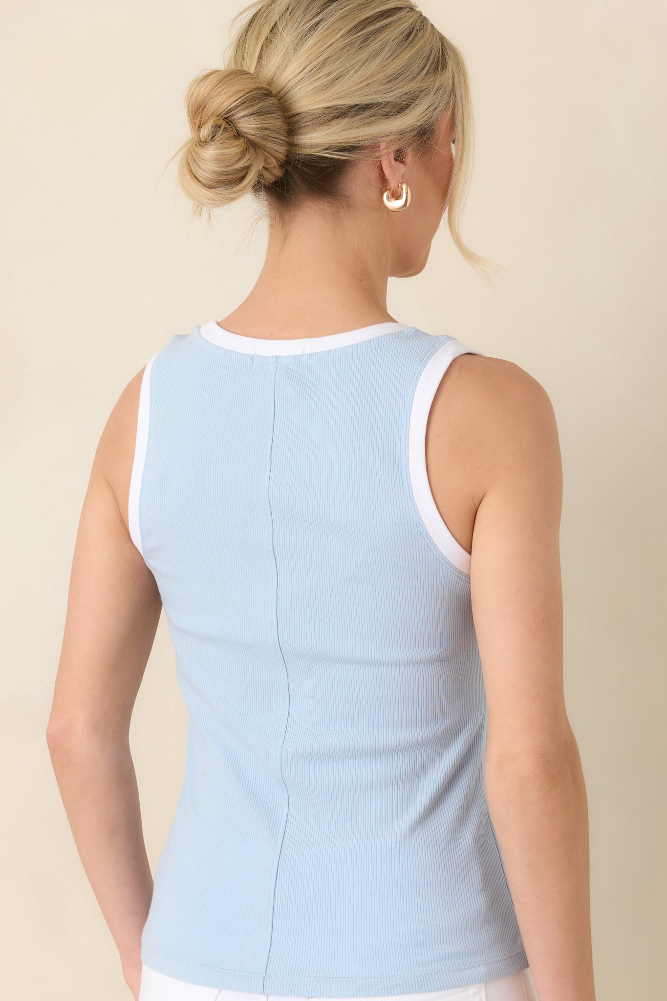 Z Supply Light Blue Sirena Colorblocked Cotton Rib Tank