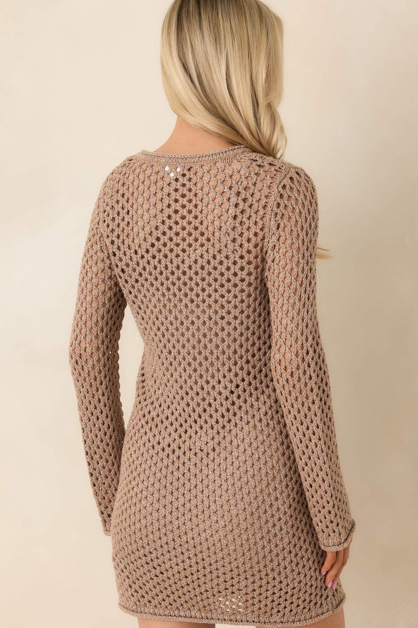 Z Supply Mocha Brown Calabria Shimmer Crochet Mini Dress