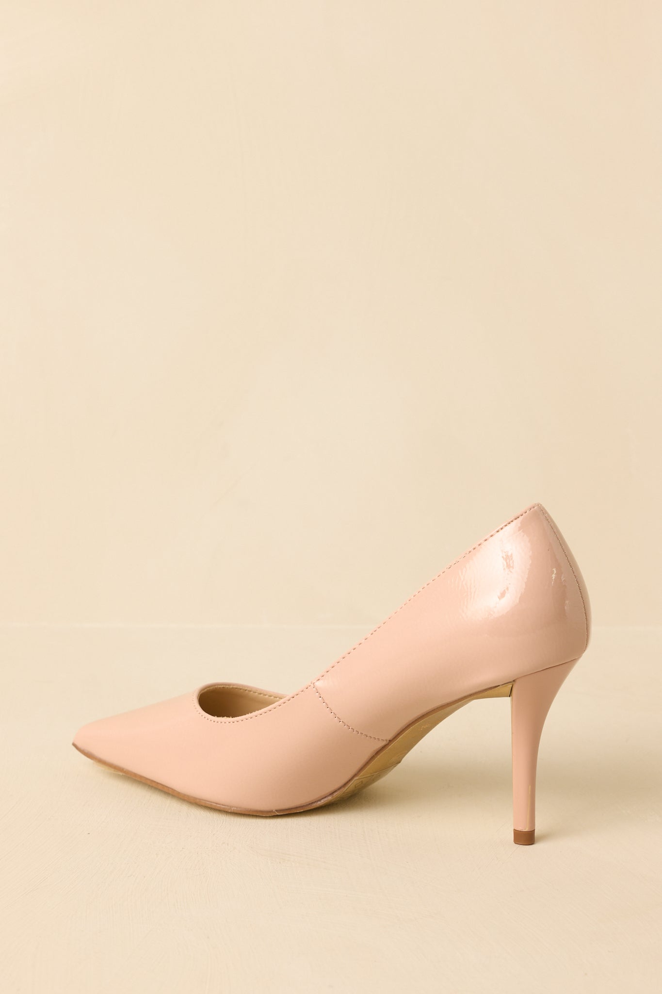 Well Prepared Nude Patent Pointed Toe Heels