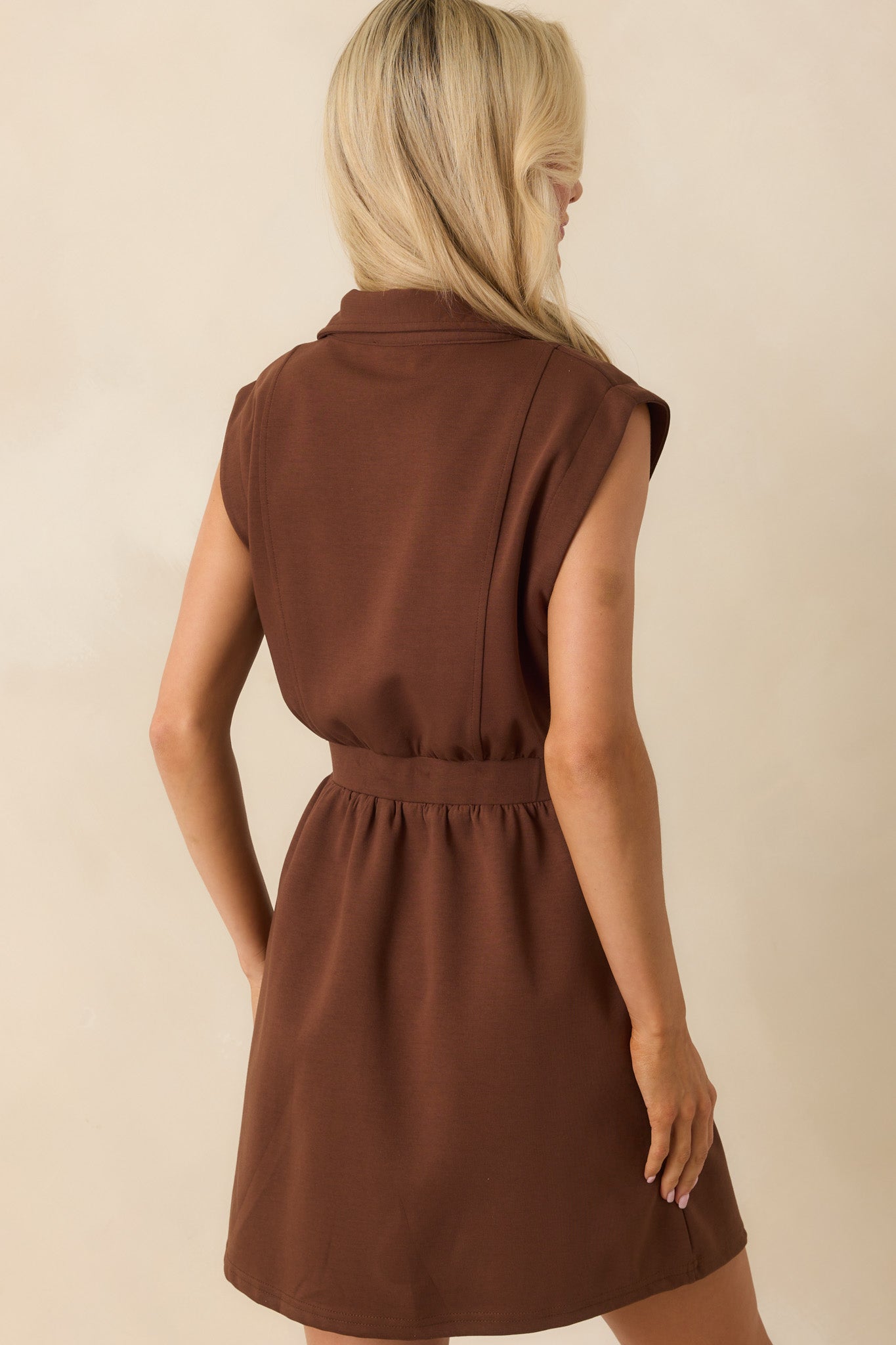 What It's All About Brown Cotton Sleeveless Mini Dress