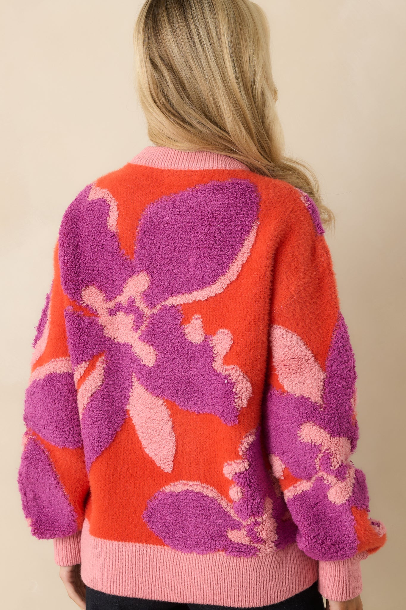 FRNCH Ayme Orange Multi Knit Floral Sweater