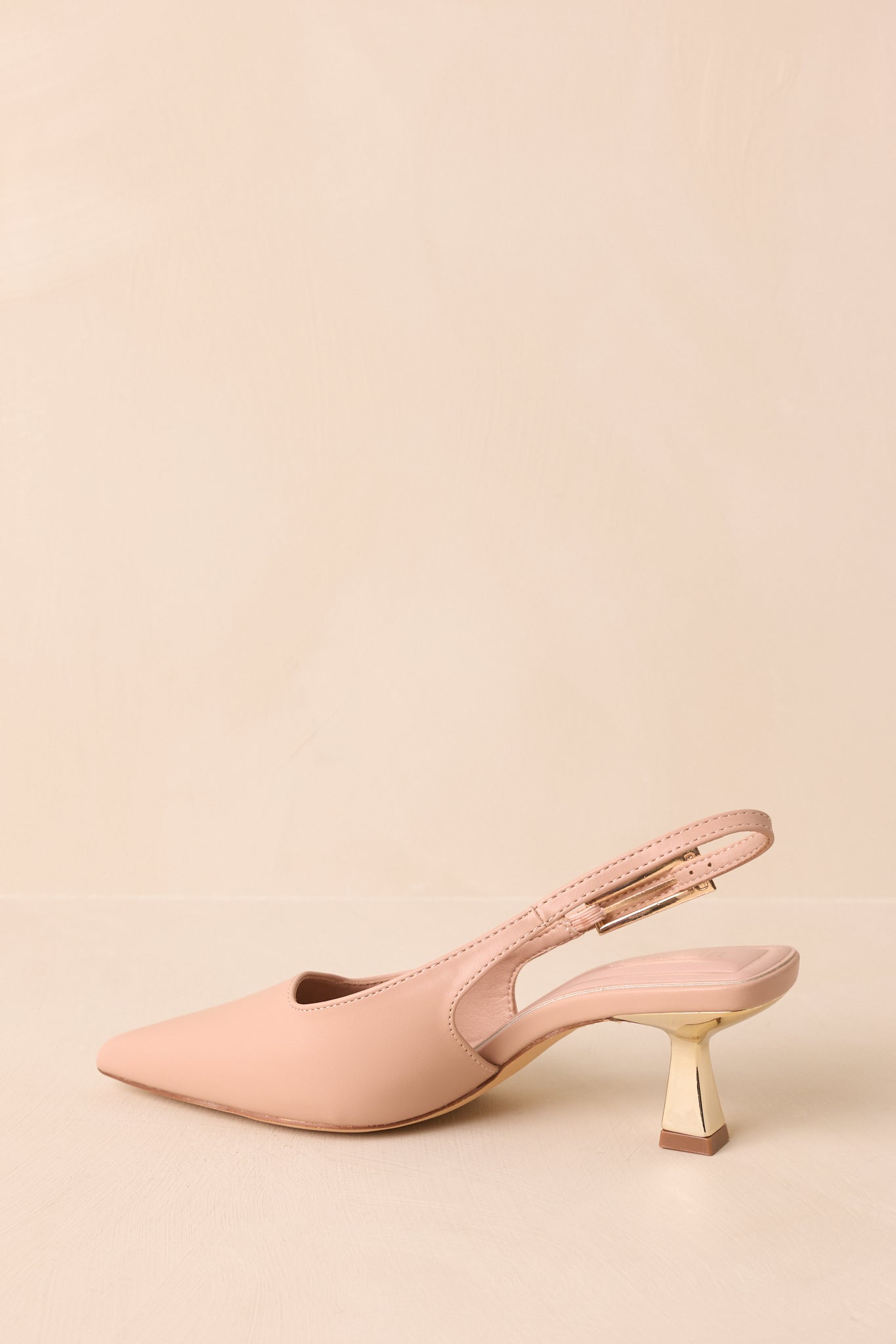 By All Accounts Beige Faux Leather Pointed Toe Kitten Heels