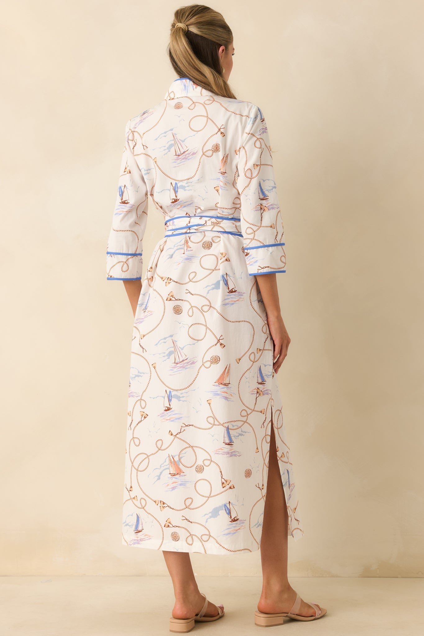 Prosperina Matilda Ivory Multi Cotton Nautical Maxi Dress