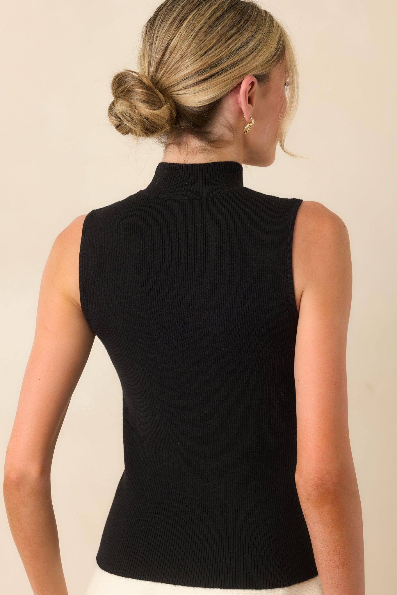 Rewrite Your Story Black Ribbed Mock Neck Tank Top
