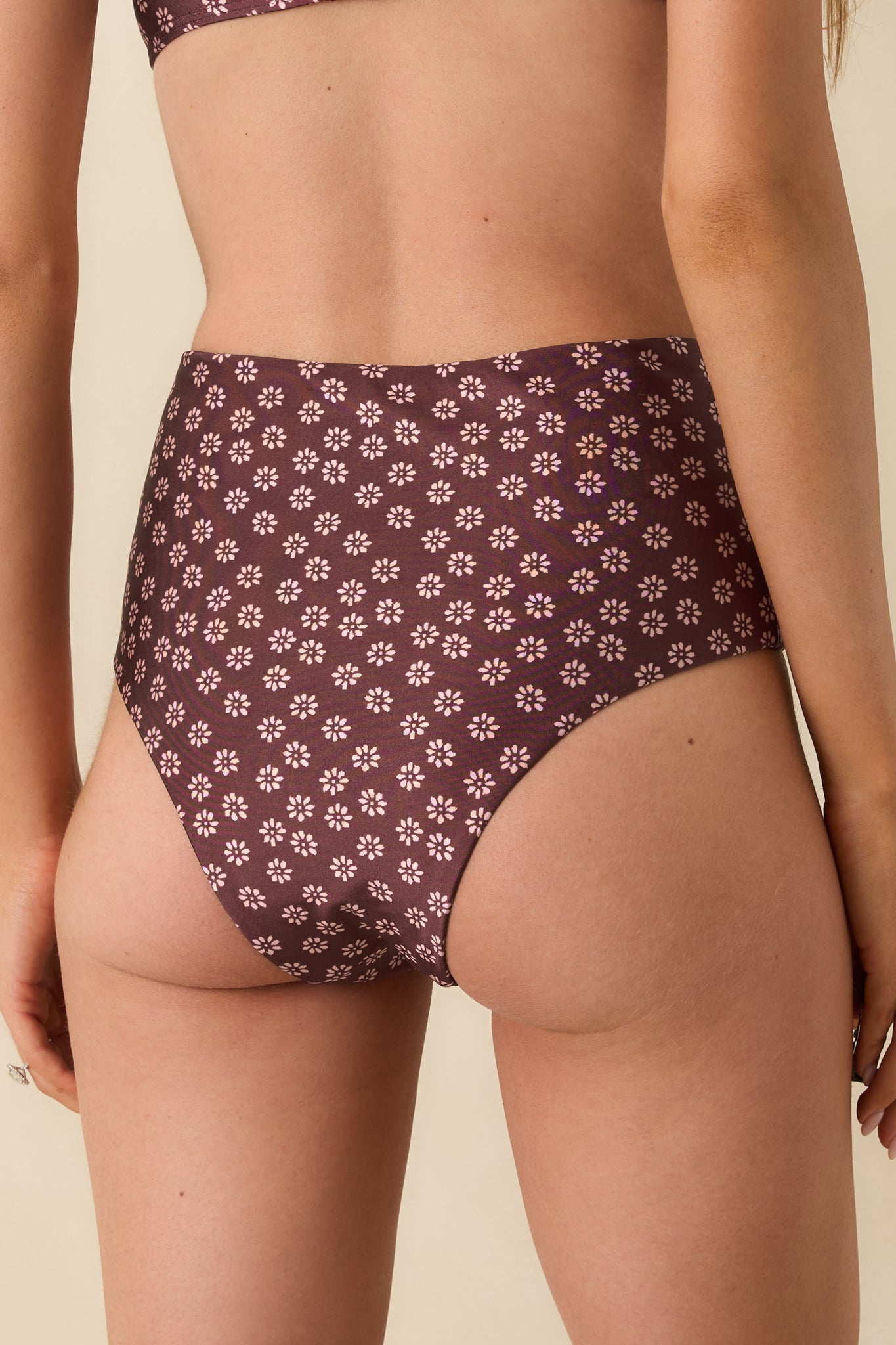 MINKPINK Sierra Burgundy Floral High Waisted Bikini Bottoms